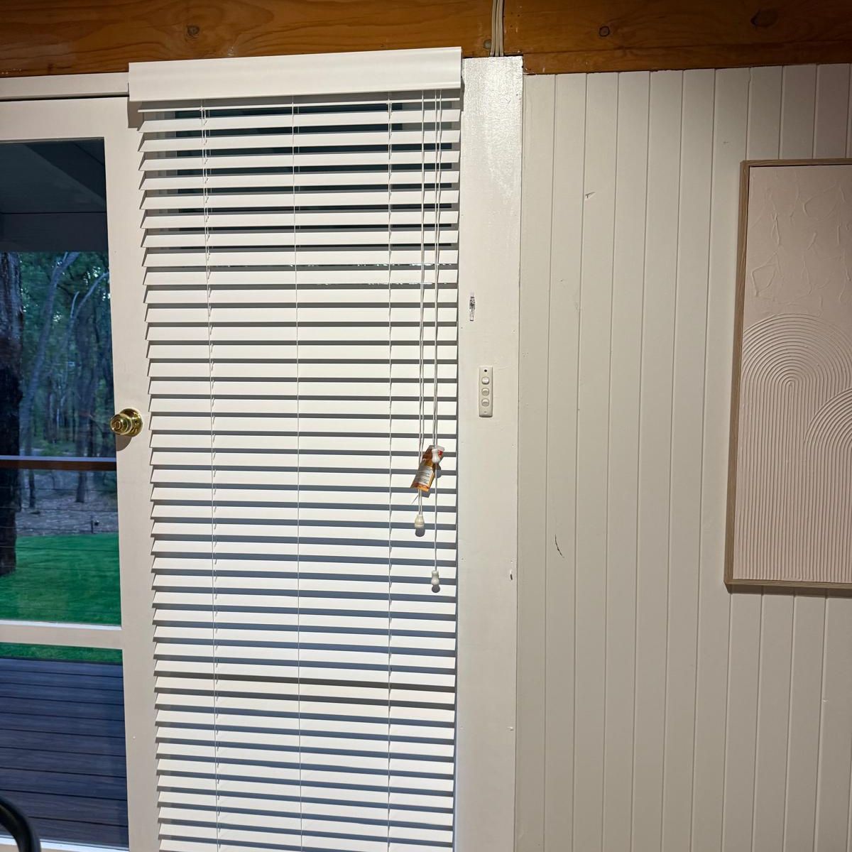 Faux wood venetian blinds Perth bathroom