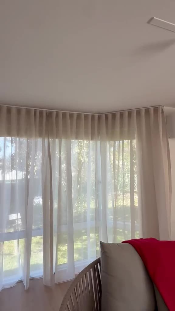 Sheer curtains corner window install video thumbnail