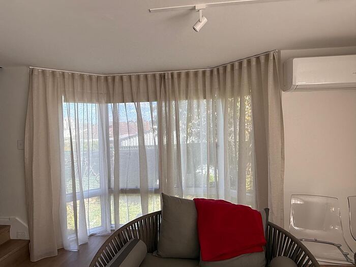 Sheer curtains corner bay window Perth thumbnail